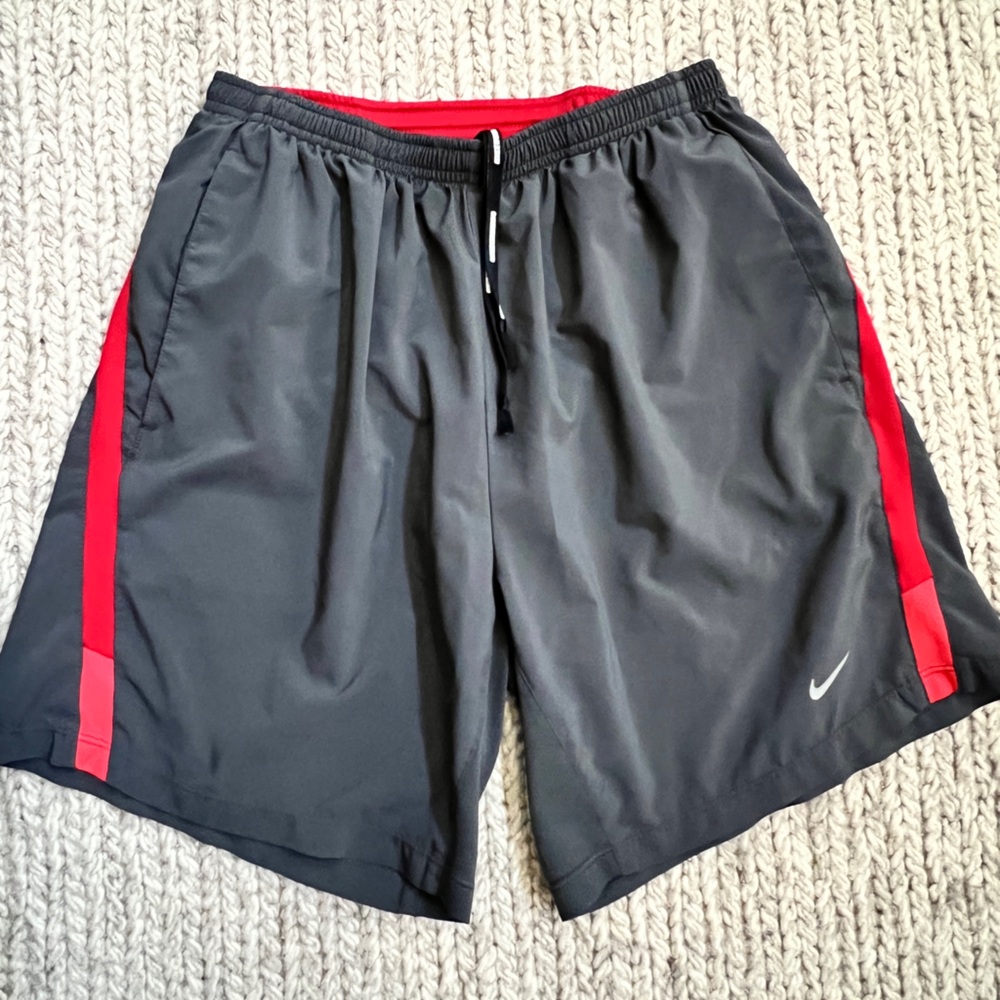Men’s Medium Gray and Red Nike Dri-fit Running Shorts